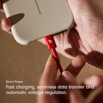 Beats USB-C to USB-C Woven Cable Fast Charging Durable/Tangle-Free Compatible Charger for Apple & Android Devices (1.5 m, 5 ft) - Rapid Red - color: Rapid Red, size: 5 ft, style: USB-C to USB-C