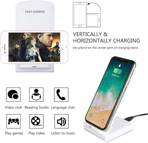 Wireless Charger 10W Fast Stand Compatible with Boost Mobile Celero 5G Plus (2023,2024), Detachable 2-Coils Charging Pad Slim Silver