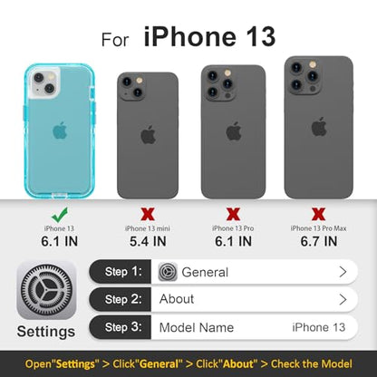 Follaroma for iPhone 13 Case, Heavy Duty Shockproof Protection Phone Cases, Anti-Drop, Dual Layer Transparent Protective Cover Compatible with iPhone 13, 6.1 inch, Crystal Blue - color: Blue, size: iPhone 13 6.1’