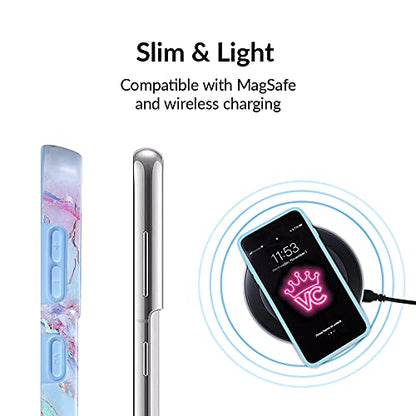 VELVET CAVIAR Compatible with Samsung Galaxy S21 Ultra Case Marble [8ft Drop Tested] w/Microfiber Lining - Cute Protective Phone Cases for Women (Holographic Pink Blue)