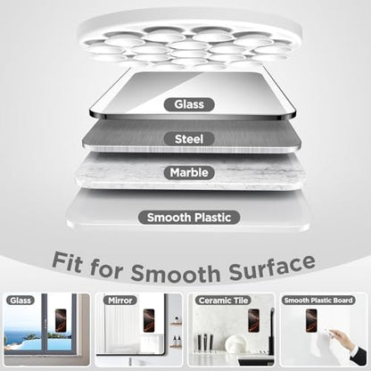 Magnetic Suction Cup Phone Mount, Compatible with MagSafe, Silicone Octo Cup Buddy Sticky Grip Holder for iPhone and Android, Removable Hands-Free Phone Stand Selfie/Video for TikTok, White - color: White