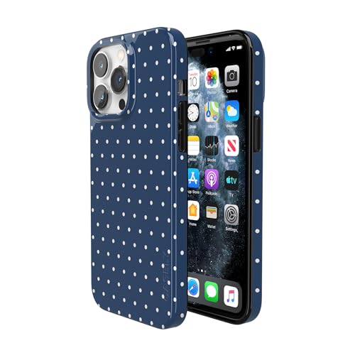 Casely iPhone 14 Pro Case | On the Dot | Navy Polka Dot | Compatible with MagSafe | Classic Ultra Slim Design - color: On the Dot | Navy Polka Dot, size: Iphone 14 Pro