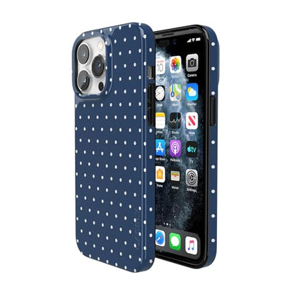 Casely iPhone 14 Pro Case | On the Dot | Navy Polka Dot | Compatible with MagSafe | Classic Ultra Slim Design - color: On the Dot | Navy Polka Dot, size: Iphone 14 Pro