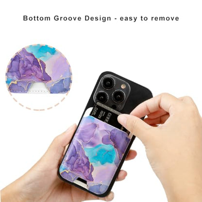 for MagSafe Wallet,Magnetic Card Holder for Phone Case - color: Purple Blue Marble