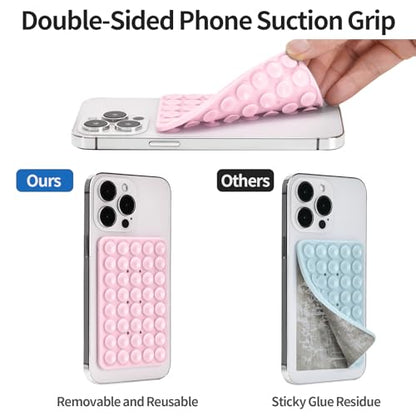 Silicone Double-Sided Suction Cup Phone Case Detachable Mount, Light Pink - color: Light Pink