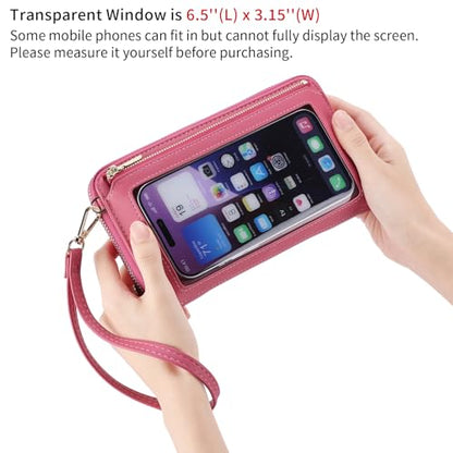 GOIACII Phone Purse Crossbody Bags for Women Small Travel Wallet Touch Screen RFID Blocking - color: A09 Fuchsia