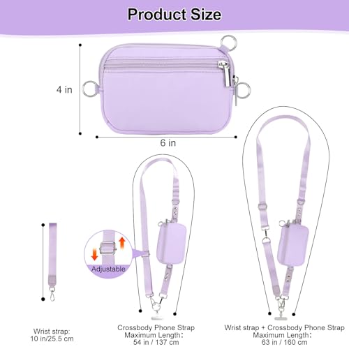 Phone Lanyard Crossbody with Detachable RFID Wallet (Purple) - color: Purple, size: Medium