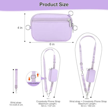 Phone Lanyard Crossbody with Detachable RFID Wallet (Purple) - color: Purple, size: Medium