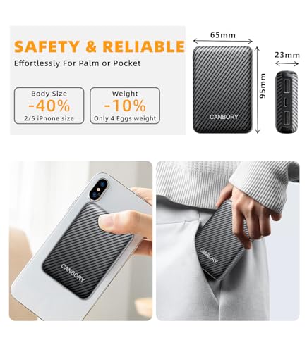 Heated Vest Battery Pack,𝟏𝟐𝟎𝟎𝟎𝐦𝐀𝐡 5V 2A/3A USB-C Out/in Power Bank for Heated Jacket Heated Pad Heated Hoodies Pocket Size Black - size: 5V 12000mAh Black