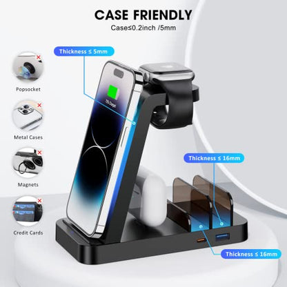 5 in 1 Wireless Charging Station, Magnetic Charging Dock, with 36W Adapter for phone16e 16 15 14 13 12 Pro Max, Watch Ultra/SE/Series, Pro/4/3/2