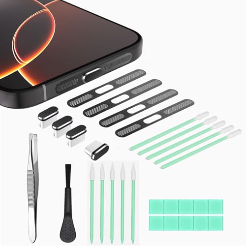 USB C Dust Plug and Cleaning Kit for iPhone 17 Only, 15/16, 22-Piece Set - size: for iPhone 15/16 series and iPhone 17 Only