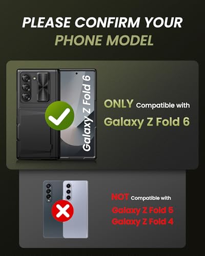 for Samsung Galaxy Z Fold 6 Case, Stand & Card Holder, 2024, Black - color: Black-S