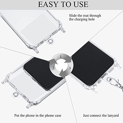Marspark 8 Pcs Phone Lanyard Patch Plastic Universal Phone Tether Tab with Metal Ring Compatible Cellphone Pad
