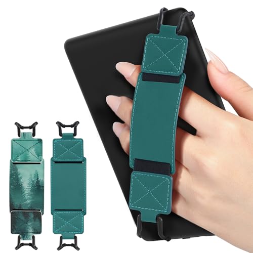 MoKo 2 Pack Hand Strap for 6-8" Kindle eReaders Tablets, Emerald+Forest - color: Emerald+Forest Green
