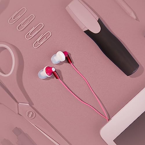 Panasonic ErgoFit Wired Earbuds, In-Ear Headphones With Dynamic Crystal-Clear Sound And Ergonomic Custom-Fit Earpieces (S/M/L), 3.5mm Jack For Phones And Laptops, No Mic - RP-HJE120-P (Pink) - color: Pink, size: S/M/L, style: No Mic