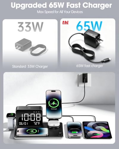 7-in-1 Magnetic Wireless Charging Station with Digital Clock & LED Lamp