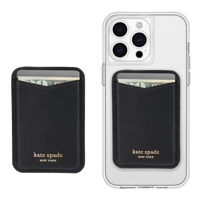 kate spade new york Magnetic Card Holder/Wallet - Black | Stylish Phone Wallet - Compatible w/MagSafe Phones & Cases -Detachable MagSafe Wallet for iPhone 17 Pro Max/16/15/14/Pixel 10 - color: Black
