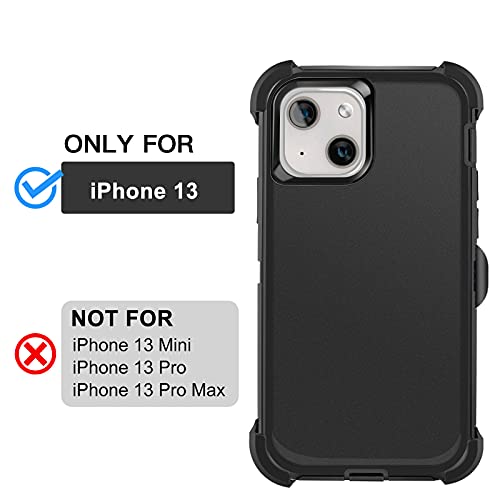 AICase for iPhone 13/iPhone 14 with Belt-Clip Holster, Screen Protector, Heavy Duty Protective Phone Case, Military Grade Full Body Protection Shockproof/Dustproof/Drop Proof Rugged Tough Cover(Black) - color: Black with Belt Clip