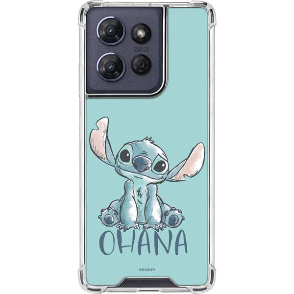 Skinit Clear Phone Case Compatible with Moto G Power 5G (2025) - Officially Licensed Disney Lilo and Stitch Ohana Design - color: Teal - STCHDS03