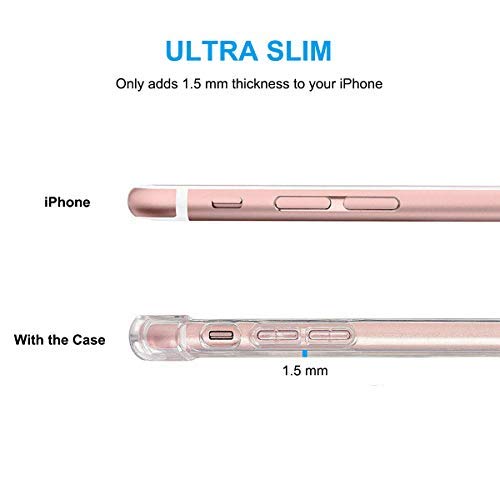 Clear Case with Card Holder, [Slim Fit][Wireless Charger Compatible] Protective Soft TPU Shock-Absorbing Bumper Case with Soft Screen Protector Compatible with iPhone 7 Plus / 8 Plus - size: iPhone 7 Plus