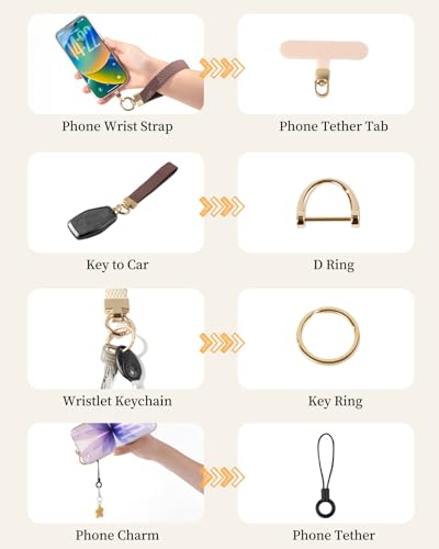 Cell Phone Wrist Strap for Women, Versatile Cell Phone Wristlet Strap - color: Beige