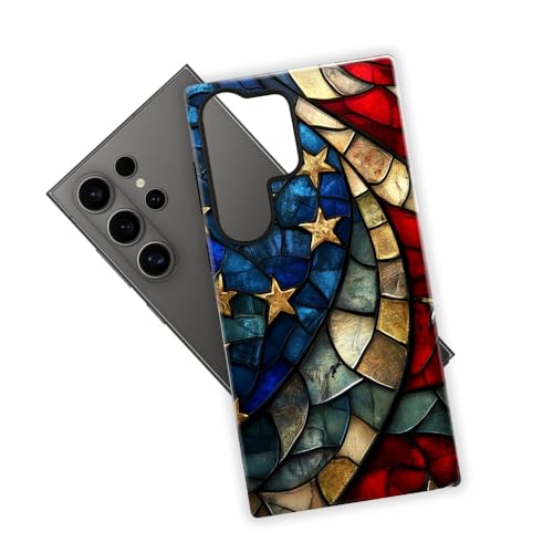 Compatible with Samsung Galaxy S26 Ultra Case,Glossy Case All-Round Protection Shockproof Anti-Scratches TPU Cover,Cases for Man Woman-American Flag Stained Glass - color: American Flag Stained Glass, size: Galaxy S26 Ultra