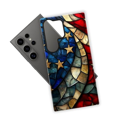 Compatible with Samsung Galaxy S26 Ultra Case,Glossy Case All-Round Protection Shockproof Anti-Scratches TPU Cover,Cases for Man Woman-American Flag Stained Glass - color: American Flag Stained Glass, size: Galaxy S26 Ultra