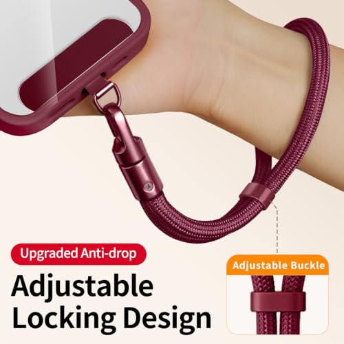 saxsion Lanyard for Phone, Self-Locking Phone Wrist Strap with 0.4mm Ultra-Thin Clip & 360° Hook, Anti-Drop and anti theft phone Strap(Burgundy) - color: Burgundy
