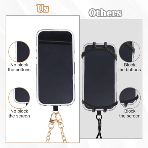 2Pack Phone Lanyard Crossbody with Patch Around the Neck Crossbody Wrist Chain Strap Crossbody for Women Most Phone - color: Gold