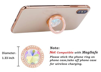 Glitter Bling Bling Phone Ring Holder,Sparkle Phone Ring Grip Artificial Diamond Stand,Rhinestone Cell Finger Ring for Phones,Pad(Rose Gold) - color: Rose Gold