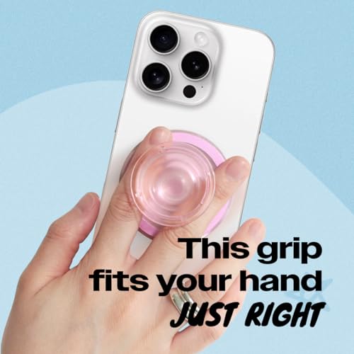 OnTheGrip Compatible with Magsafe Magnetic Authentic Translucent Color Design Collapsible Mobile Phone Grip Stand Holder for Smartphone Tablet Cell Phone Accessory (Pink) - color: Pink