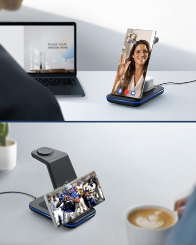 Wireless Charging Station for Samsung Android: JoyGeek 3-in-1 Dock for S25-S22 Ultra, Z Fold/Flip6/5/4/3, Watch 7/6/5/4, Buds Pro/3/2 with 18W Adapter