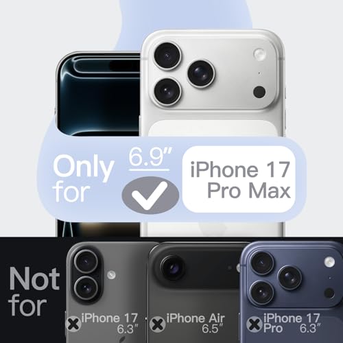 JETech Silicone Case for iPhone 17 Pro Max, Mist Blue | Silky Soft Touch, Shockproof Protection, Scratch Resistant, Microfiber Lining - color: Blue, size: iPhone 17 Pro Max