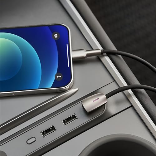 USB C to Lightning Charging Cable fit for 2026 Tesla Model 3/Y/X/S/Cybertruck 90° Right-Angle Charging Cable Compatible with iPhone 11/12/13/14 and Vehicles Dock (C to L) - style: USB C to Lightning Charging Cable
