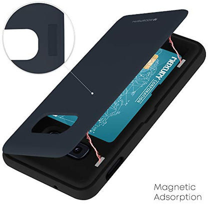 GOOSPERY Magnetic Door Bumper Compatible with Galaxy S10e, Card Holder Wallet Case Easy Magnet Auto Closing Protective Dual Layer Sturdy Phone Back Cover - Midnight Blue - color: Navy, size: Galaxy S10E