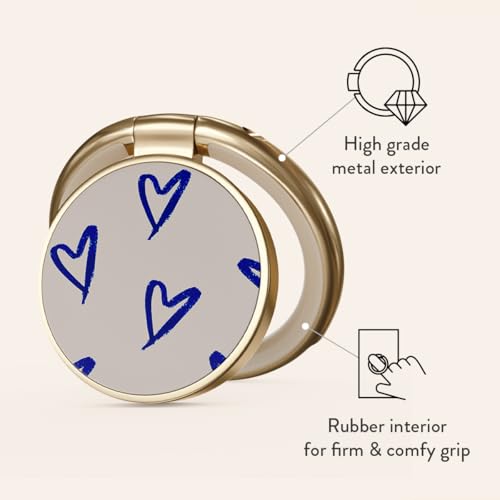 BURGA Cell Phone Ring, Holder Grip and Stand - Finger Phone Grip for Back of Smartphone Case, Kickstand 360 Rotation, Universal Ring for iPhone Samsung Galaxy Huawei Google Pixel, Stylish Accessories - color: Love Me Right, style: Gold