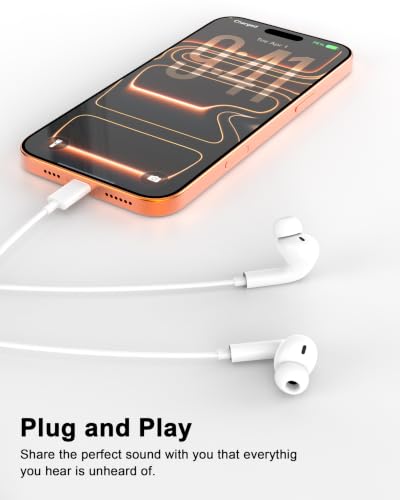 2 Pack [Apple MFi Certified] Wired USB C Headphones for iPhone 17 16 15 - color: Bright White