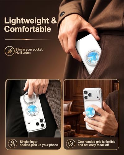 Magnetic Phone Grip for MagSafe, Ultra-Thin 360° Rotate Lightweight - color: silver
