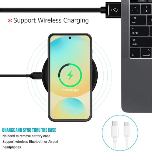 Battery Case for Galaxy S25 Plus, 12000mAh High Capacity Portable Charger Case Rechargeable Smart Battery Pack Compatible with Galaxy S25 Plus 6.7 inch Charging Case Support Wireless & Carplay-Black - size: for Galaxy S25 Plus