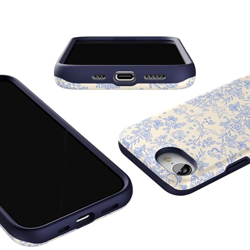 Casely iPhone 16e Case | Cupid's Canvas | Periwinkle Floral | Bold Protective Design | Compatible with MagSafe - color: Cupid's Canvas | Periwinkle Floral