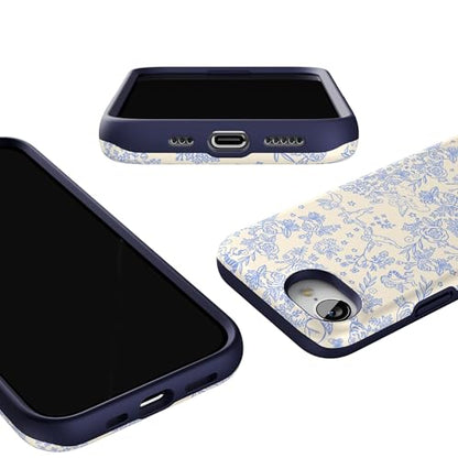 Casely iPhone 16e Case | Cupid's Canvas | Periwinkle Floral | Bold Protective Design | Compatible with MagSafe - color: Cupid's Canvas | Periwinkle Floral