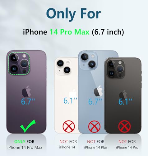 FNTCASE for iPhone 14 Pro Max Case, Built-in Screen Protector, Kickstand | 20FT Military-Grade Drop Protection, Anti-Slip Matte Textured, Rugged Heavy Duty Shockproof TPU Protective Cover - color: Kickstand Purple