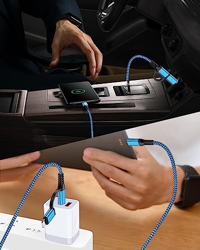 USB C to Lightning&USB C Cable, 2-in-1/6ft USB C Multi Charging Cable Cord - color: Blue