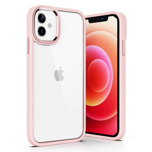 ULAK Clear Case for iPhone 12/iPhone 12 Pro, Hybrid Protective Slim Transparent Anti-Scratch Shock Absorption TPU Bumper Cover Designed Phone Case, Baby Pink | Hybrid Protective Slim Transparent Anti-Scratch Shock Absorption TPU Bumper Cover Designed Phon