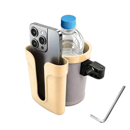 Bike Cup Holder, Bicycle Handlebar Water Bottle Holders with Cell Phone Keys Holder, Universal Drink Bottle Cage for Bike Motorcycle Scooter Stroller Walker Wheelchair (Yellow & Gray) - color: Yellow & Gray