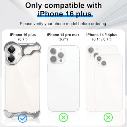 Frameless Phone Case Crafted for iPhone 16 Plus Silver - color: Aluminum Silver, size: iPhone 16 Plus
