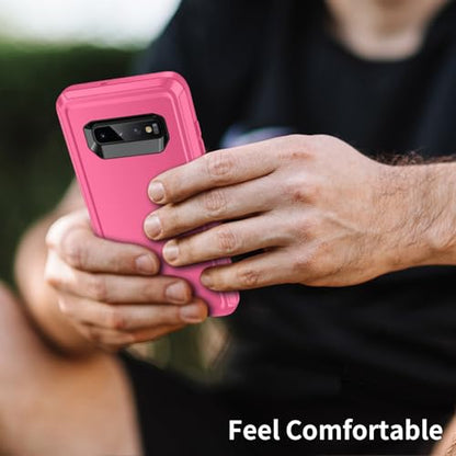 for Galaxy S10 Case,[Without Screen Protector] Heavy Duty Shockproof Dust/Drop Poof 3 Layers Full Bady Protection Rugged Cover for Galaxy S10,Pink/Black - color: Pink/Black