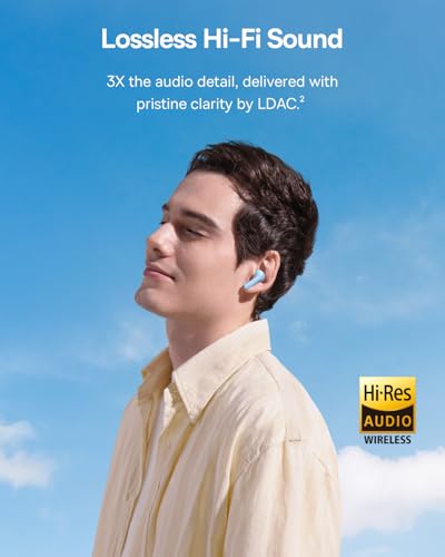 Baseus Bass BP1 Pro Noise Cancelling Wireless Earbuds, Real-Time Adaptive Noise Cancelling, Adaptive Active EQ, LDAC Hi-Res Sound, 6-Mic AI Clear Calls, 55H Playtime, IP55 Waterproof, Bluetooth 6.0 - color: Ocean Blue