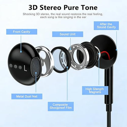 [Apple MFi Certified] USB C Headphones for iPhone 17 16 15 Pro Max 2 Pack - color: CBlack