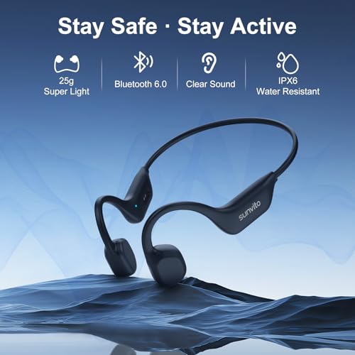Bone Conduction Headphones Bluetooth 6.0,Open Ear Wireless Sport Headphones